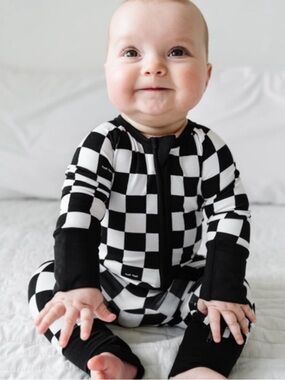 Little Sleepies Black & White Cool Checks Zippy 0-3M